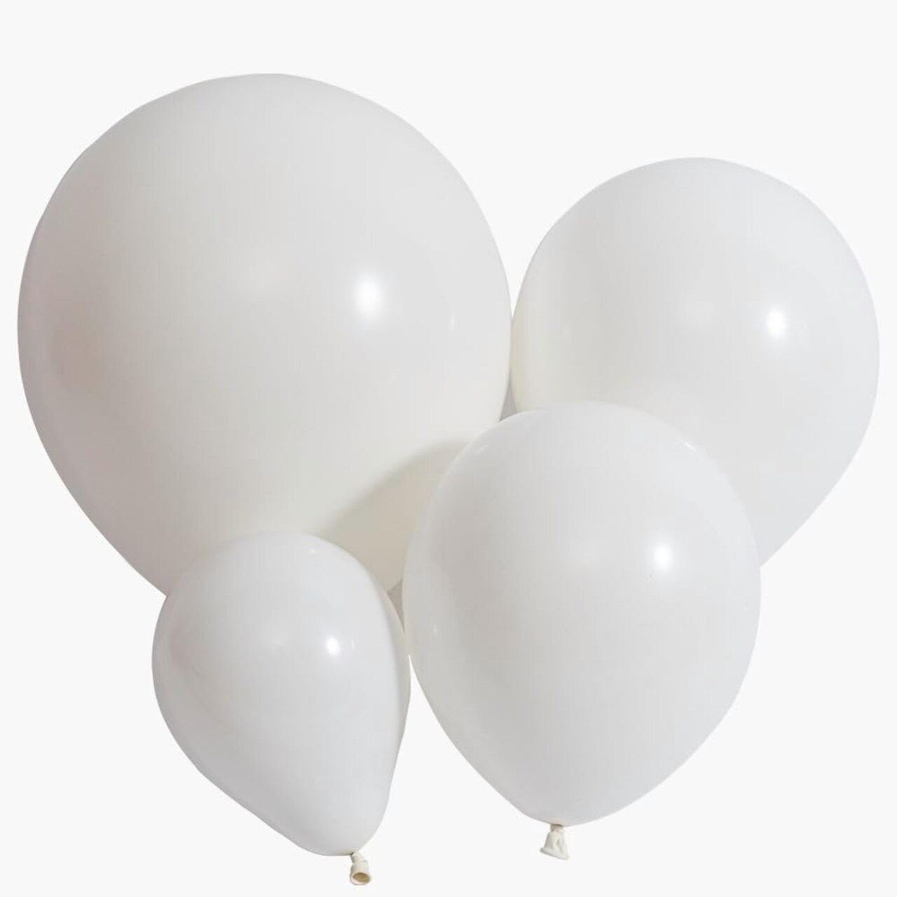 White Latex Balloons 100pcs Assorted Sizes Matte Party & Wedding Decor